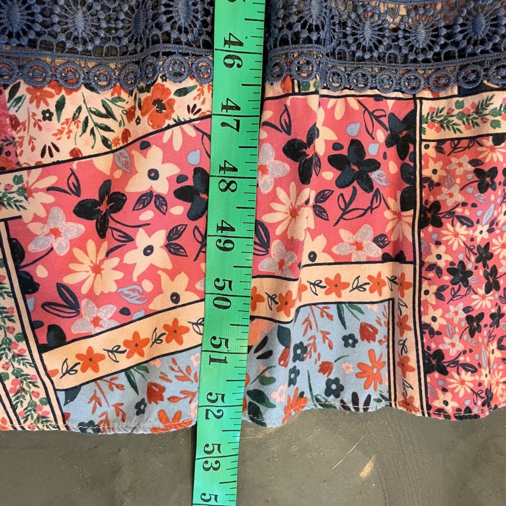 Matilda Jane Wildlife Patchwork Floral  Pink Blue Maxi Dress Flutter Sleeve Med - Picture 7 of 8